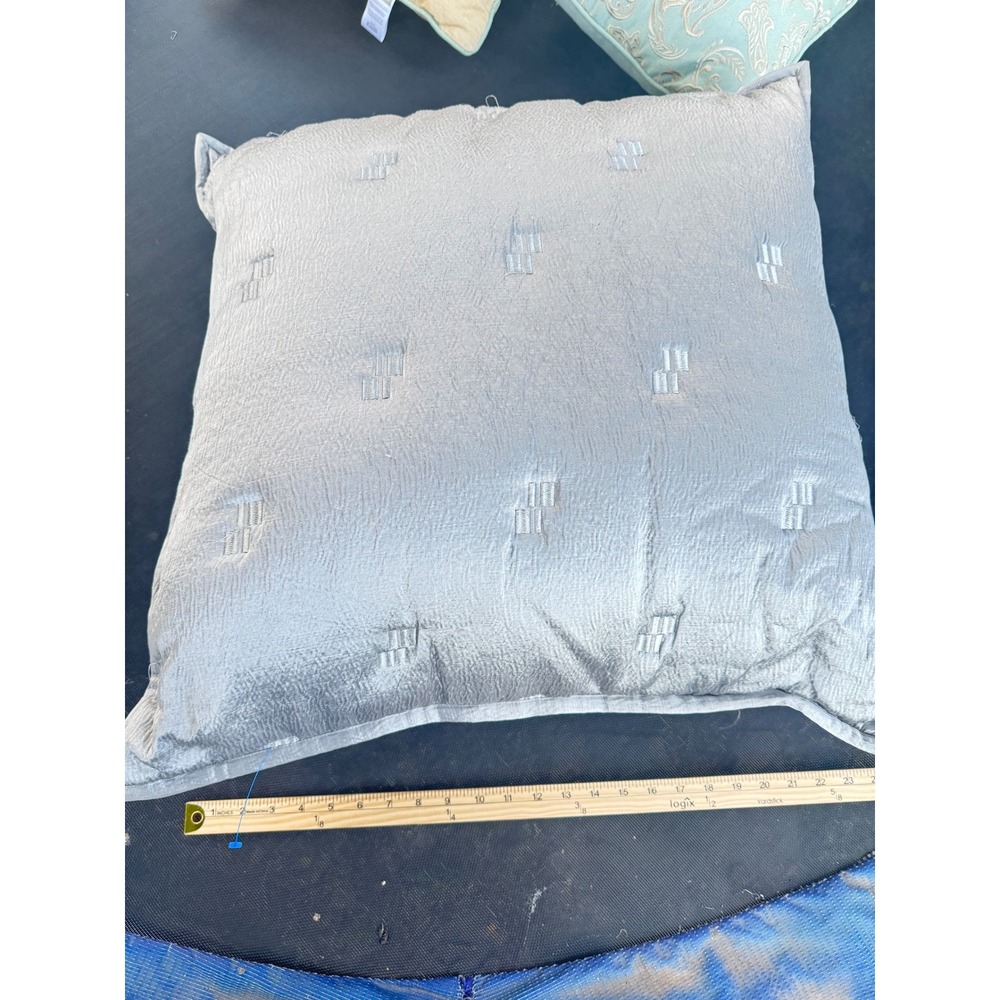Hotel Collection European Square Decorative Pillow Silver Grey Embroidered 24x24